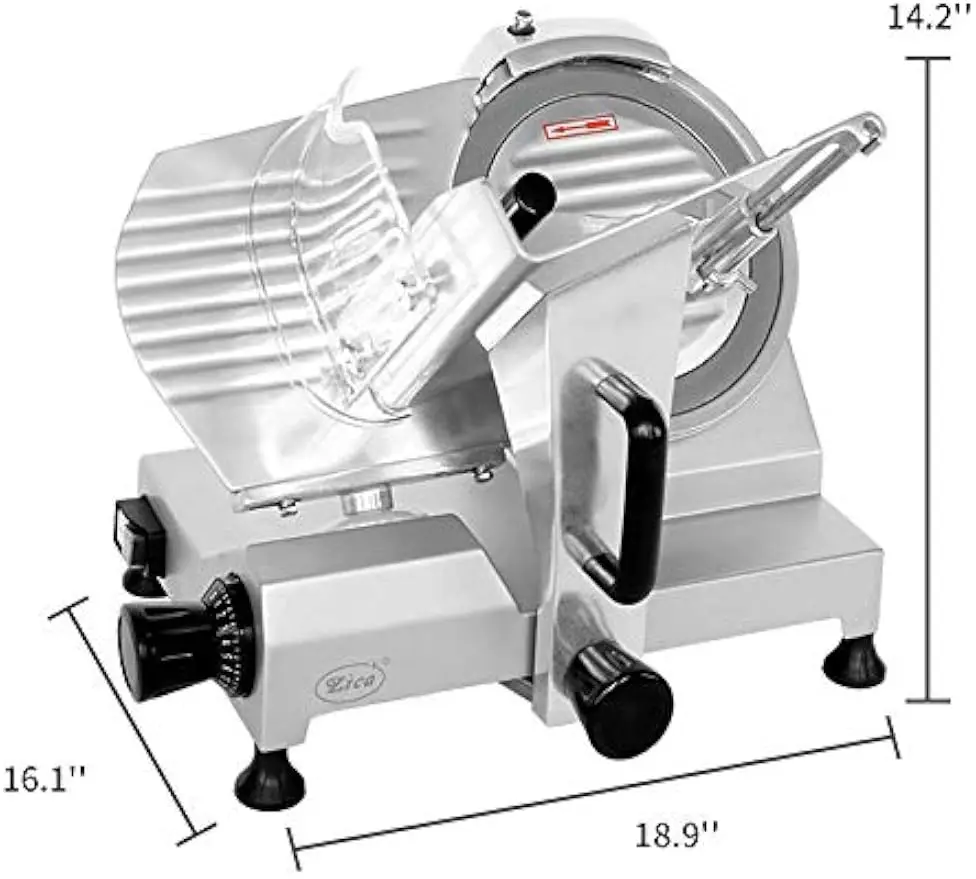 Electric 10 Inch Stainless Steel Blade Semi Auto Slicer Commercial Home Deli Meat Cheese Food Ham 240W ETL