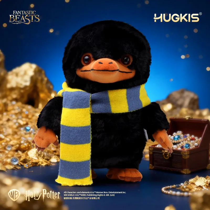 HUGKIS Fantastic Beasts 28cm Niffler Plush with Scarf – Winter Cozy Stuffed Doll, Treasure-Loving Creature Toy, Collectible Gift