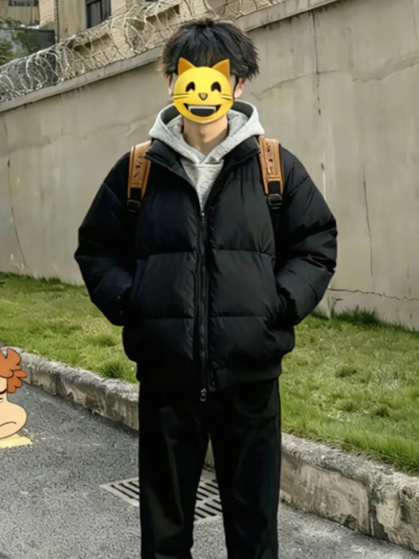 

Thiened Bla Stand Collar Cotton down Jaet Men's Winter Warm Outerwear Cleanfit Youth Casual Sle Zipper Closure Coat