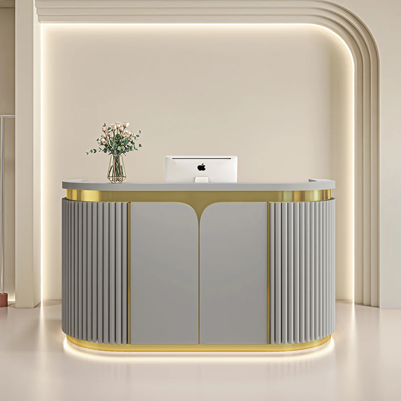 Customized Reception Desk Beauty Supermarket Barbershop Spa Bar Counter Office Comptoir Caisse Salon Furniture