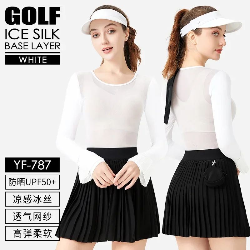 

PGM Golf женский летний солнцезащитный спортивный бюстгальтер из ледяного шелка 2037, женская белая базовая рубашка, дышащая рубашка с длинными рукавами, топ