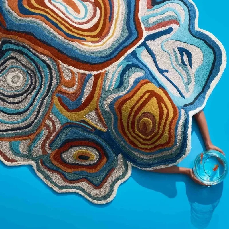 New Zealand wool handmade carpet, special-shaped custom-made color living room bedroom villa high-end coffee table blanket