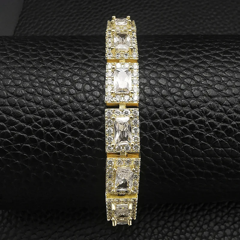 Square Crystal Charm Bracelet 925 Sterling Silver Bracelet Luxury Style Birthday Gift gemstone for women jewelry