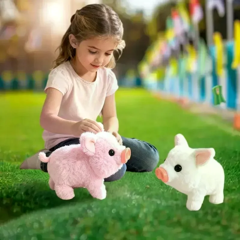 Jouet réaliste en peluche de porcelets électriques simulés, peut marcher des aboiements, jouets électroniques pour animaux de compagnie, cadeaux mignons pour enfants