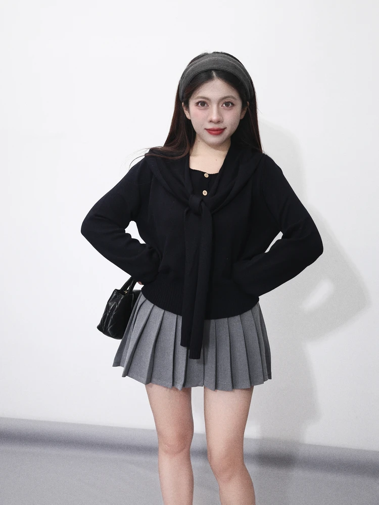 

Large Eye 50 Small Size Women's Faion Open Cardigan awl Design Layered Long Sve Top Ins Aosphere Knitted Sweater