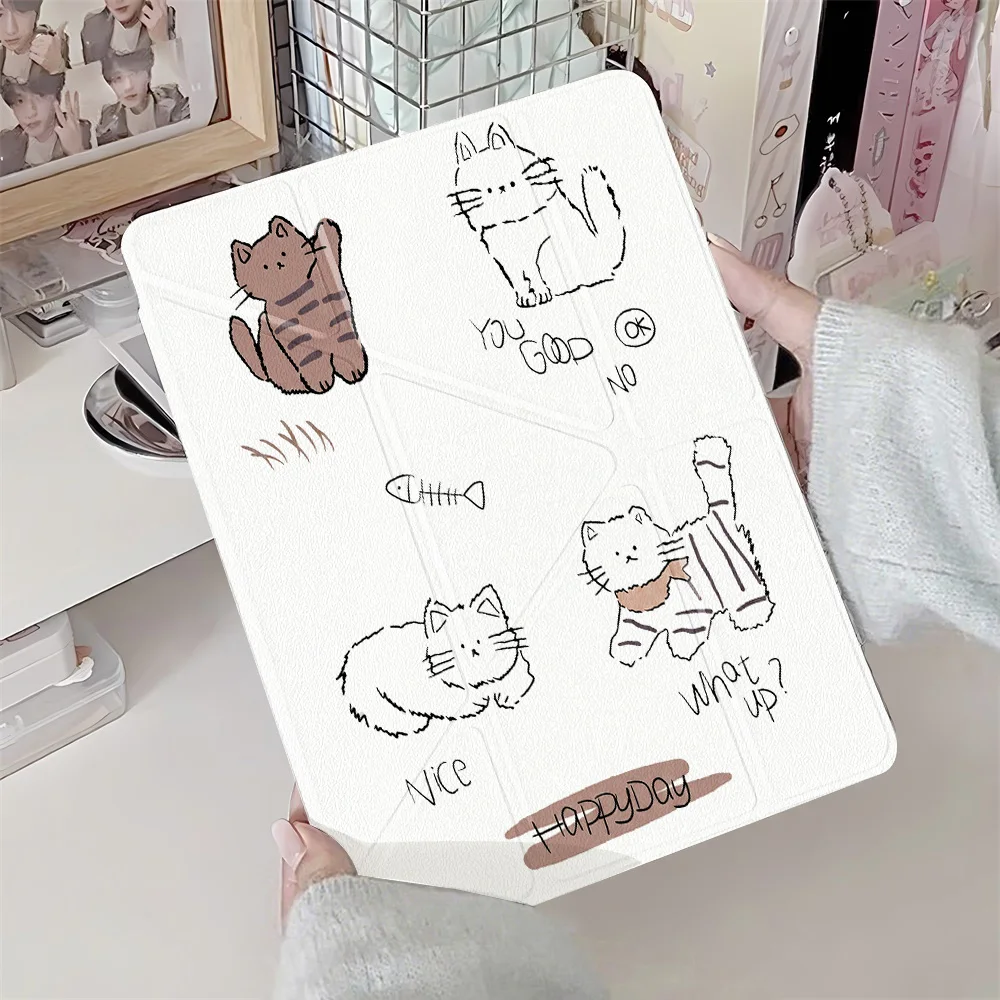 Y-fold Funny Cute Animal Case For iPad Pro 13 11 M5 M4 2025 2024 iPad 10.2 9th 8th 7th Gen 9.7 Pro 12.9 10.5 Holder Clear Cover