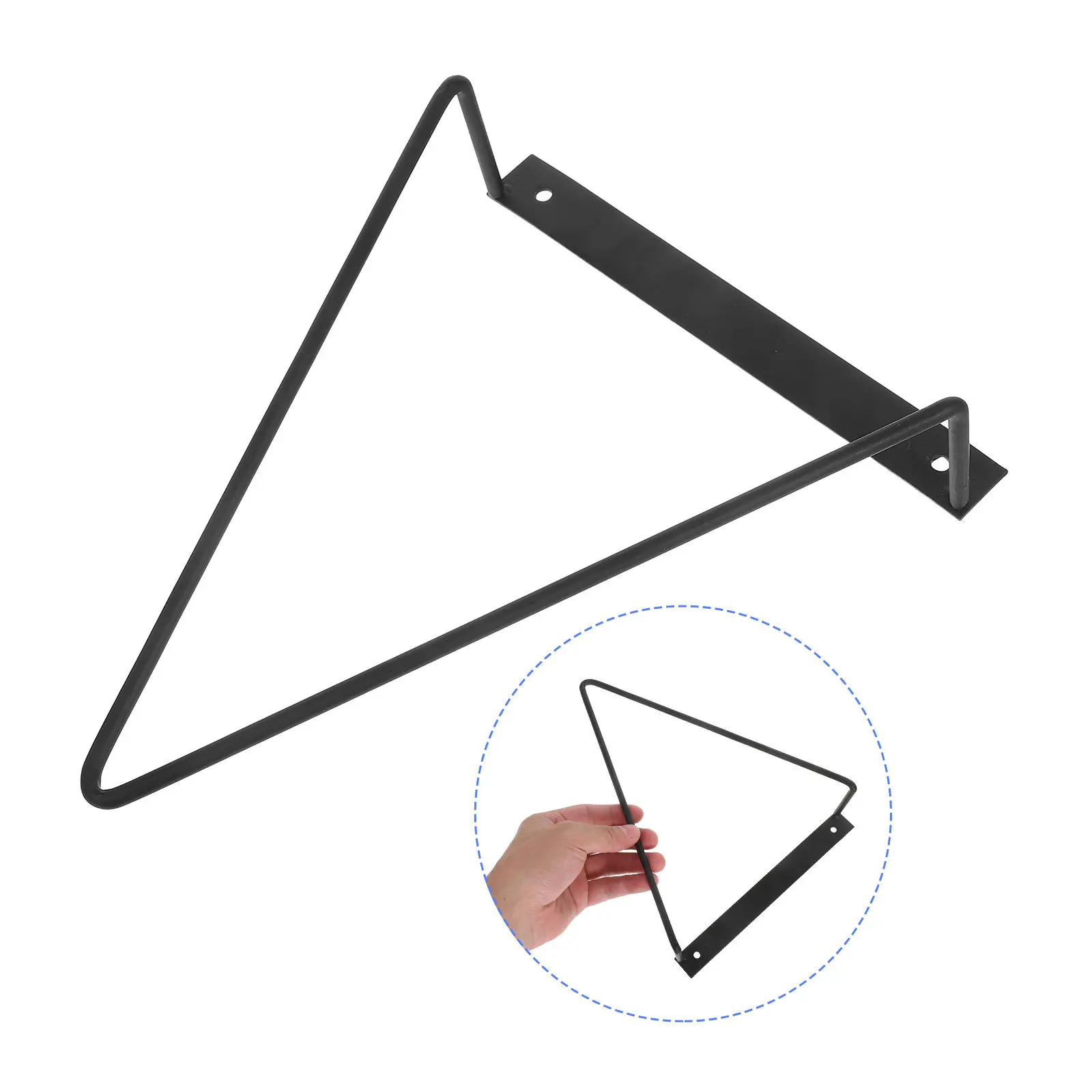 Black Metal Vinyl Record Wall Mount Storage Rack Sturdy Iron Construction Triangular Floating Shelf for Records Magazine Display