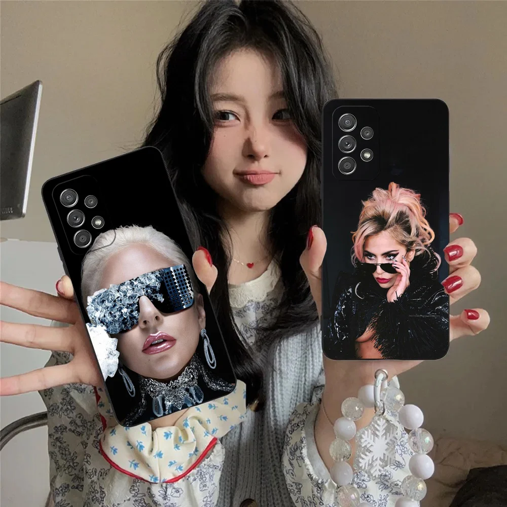 Singer L-Lady Gaga Phone Case For Samsung S24,23,22,30,21,10,9,Ultra,Plus,Lite,FE,5G Black Soft Case