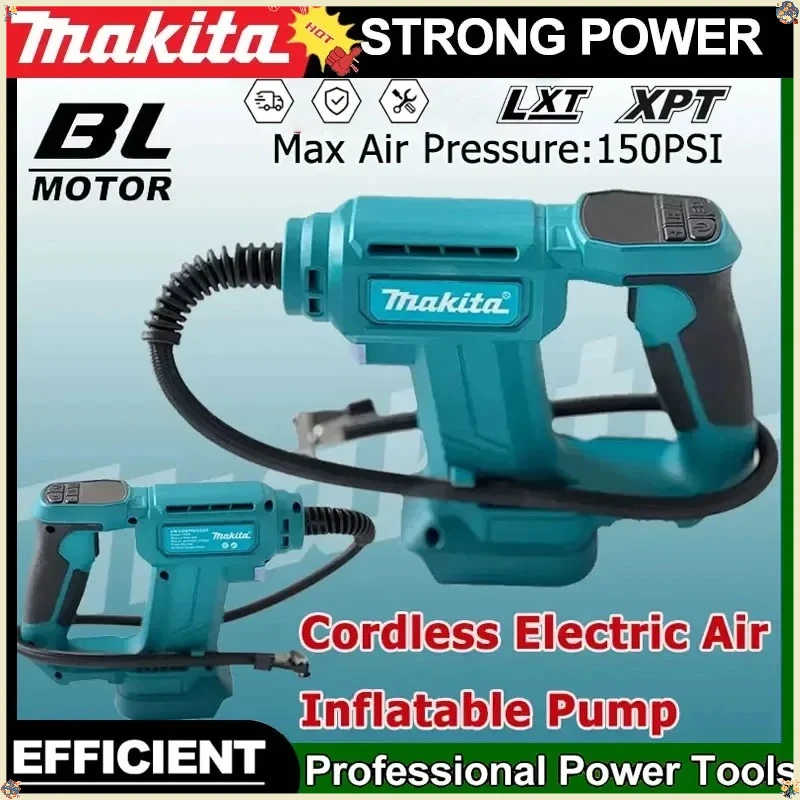 

Беспроводной воздушный компрессор Makita, портативный насос для накачивания автомобильных шин с цифровым дисплеем