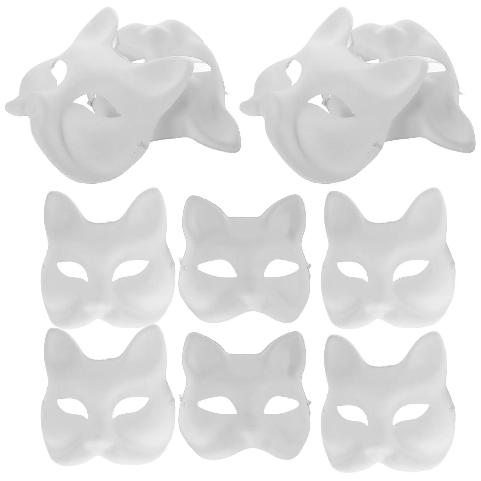 

10pcs Colorable Masks Blank Fox Cat DIY White Half Facemasks Unpainted Animal Plastic Halloween Cosplay Craft