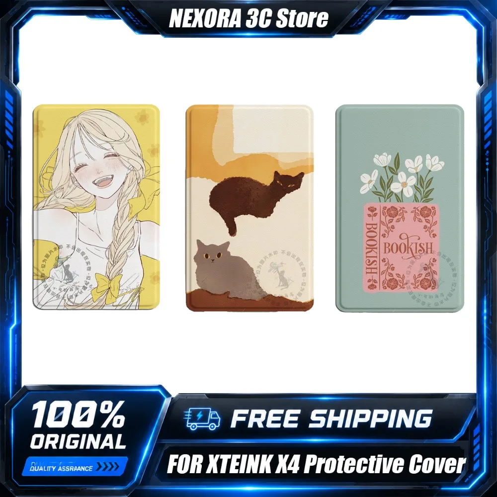 For XTEINK X4 Magnetic Flip Cover Protective Case E Ink Screen Full Wrap Anti Collision Corner Protector Ereader Accessories