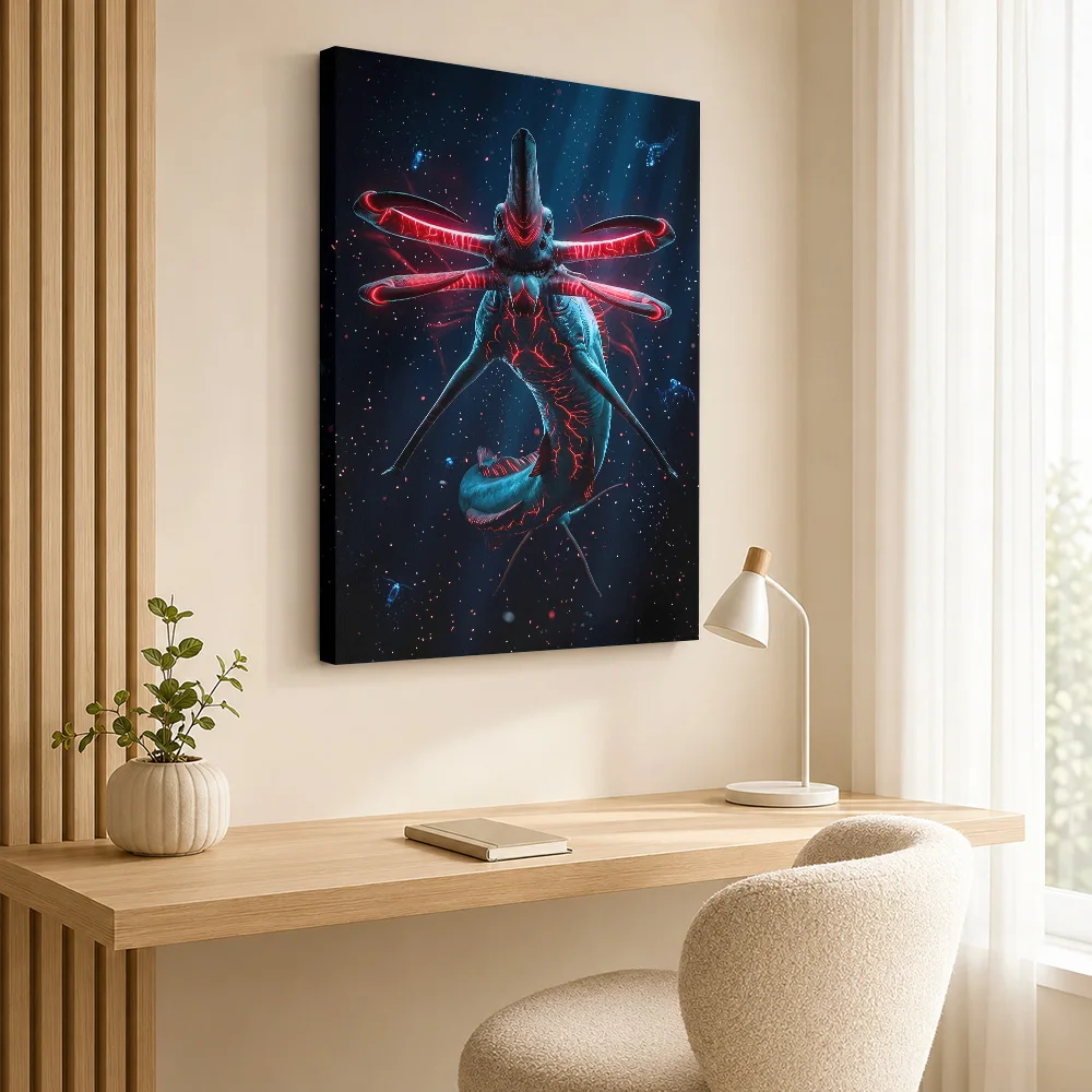 Subnautica Reaper Leviathan Underwater Framed Canvas Poster Customized Photo Dark Ocean Illustration Wall Art For Game Lounge