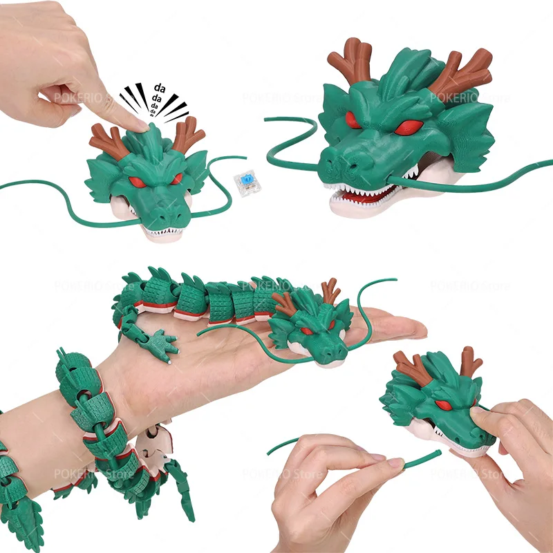 3D-Druck Shenron Figur Spielzeug Anime Grüner Shenlong Kopf Clicker Action Sammlermodell Spielzeug Fans Geburtstagsgeschenk