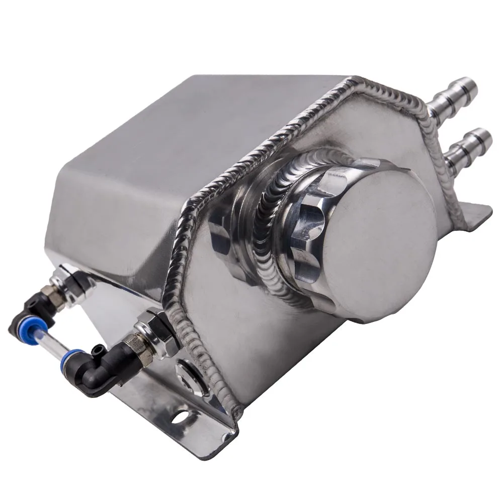 Universal 1L Aluminum Car Engine Oil Catch Can Reservoir Tank 1000ml Silver New