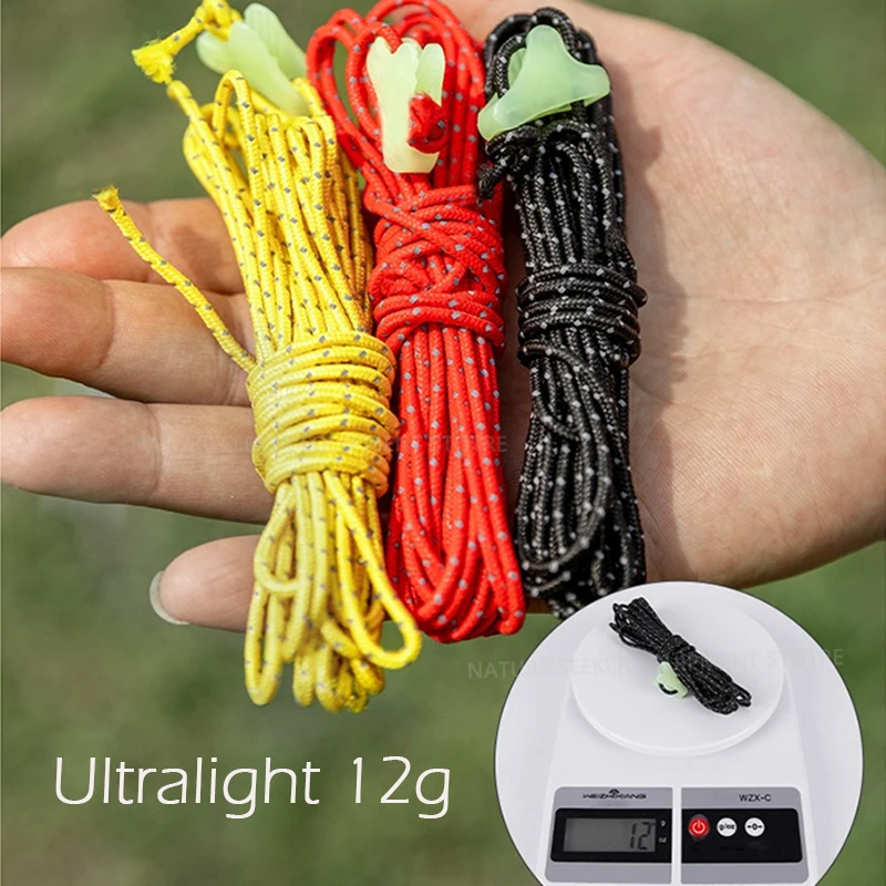 HIKEMAN - Juego de 4 Cuerdas de Sujeción Ultraligeras Reflectantes de Dyneema para Camping, Senderismo y Actividades al Aire Libre