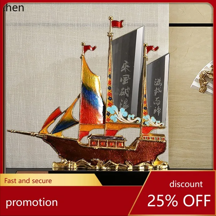 HXL Crystal Sailboat Ornament - Smooth Sailing Decoration Gift for Desktop