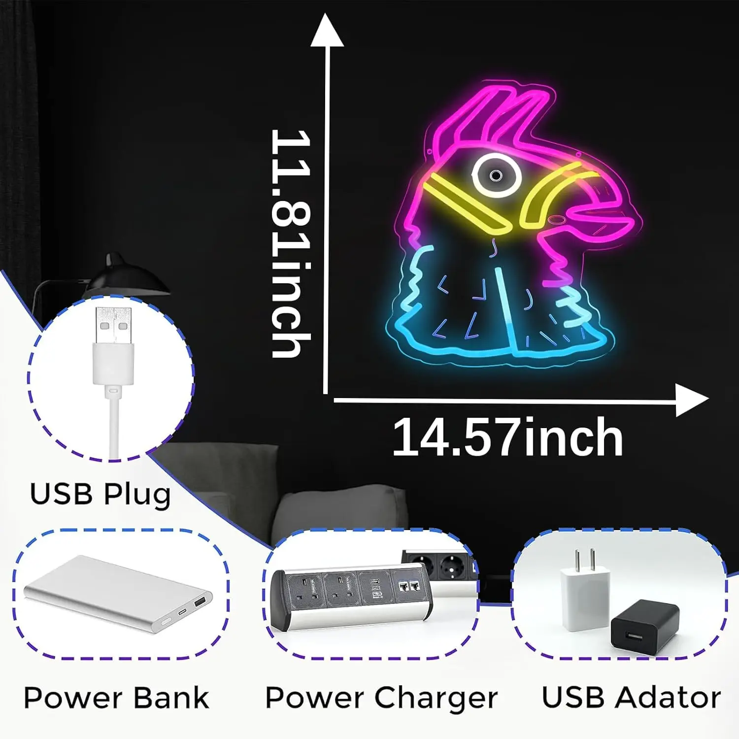 غطاء رأس الحصان LED النيون تسجيل USB عكس الضوء ضوء النيون تسجيل ل غرفة نوم غرفة معيشة حفلة عيد ميلاد هدية جدار ديكور