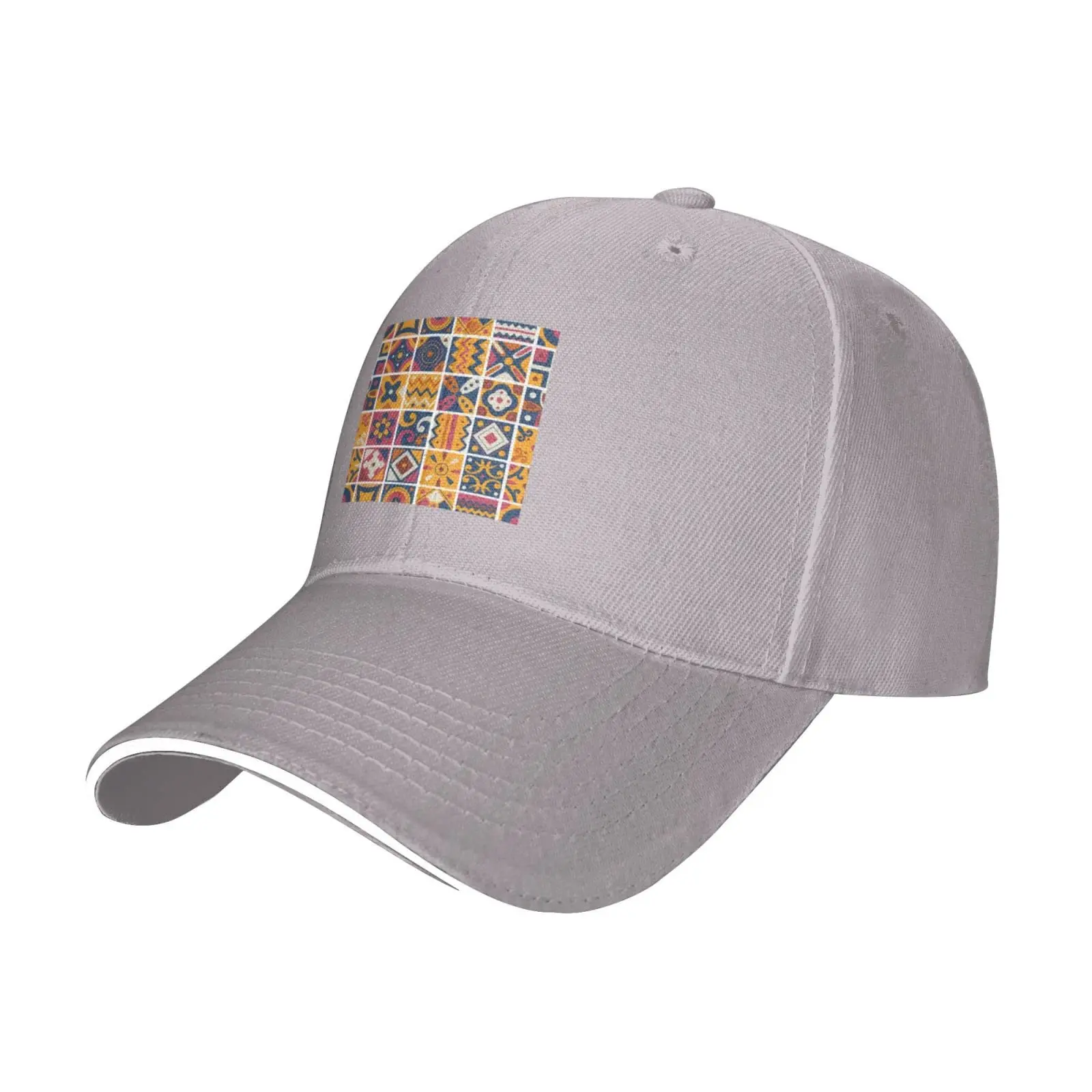 Square Tribal Jewelry Seamless Pattern Baseball Cap for Men Women Adjustable Unisex Golf Dad Hat Gray