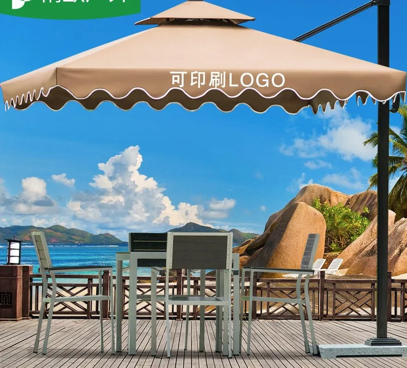 Patio Umbrella Sun Umbrella Customize High Quality Outdoor with Shade Edge Beach Waterproof Polyester Outdoor Furniture Laisure