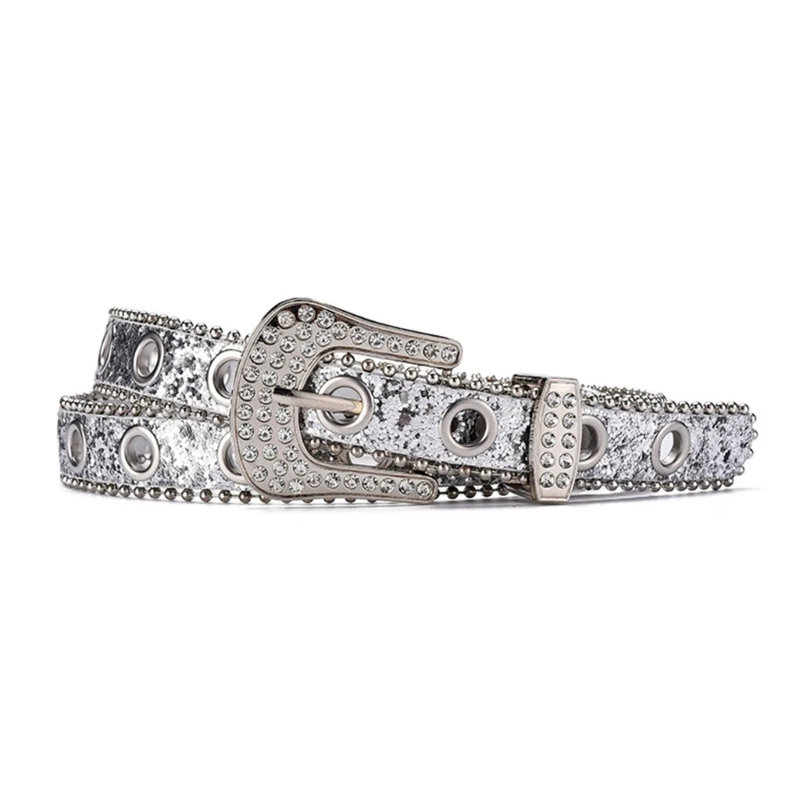 Adult Sequins Belt with Light Luxurious Ladies Locomotive Waistband Dropship