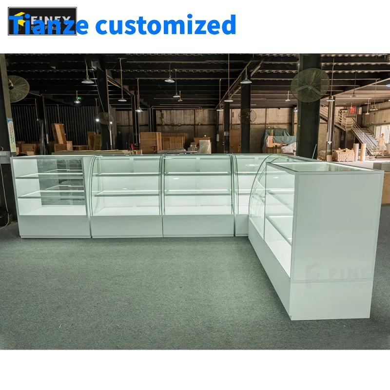 

（customized）Factory Price FullGlass Showcase Smoke Shop Display Glass Display Cabinet Showroom Vitrine Counter with Ligh