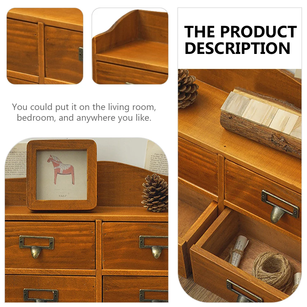

Skin Care Product Storage Wooden Organizer Drawer Type Makeup Storage Box Desktop Dressing Table Organizer Retro Wooden