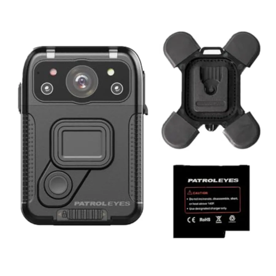 

Police body camera for law enforcement use, ABS plastic housing, black color, 2K GPS touch screen with HD WiFi, 128GB storage a