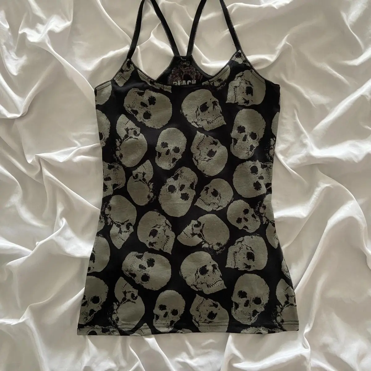 Summer Gothic Punk Skeleton Print Camisole Women Hot Girls Grunge Strappy Tank Tops Alternative Fashion Y2k Harajuku Vest New