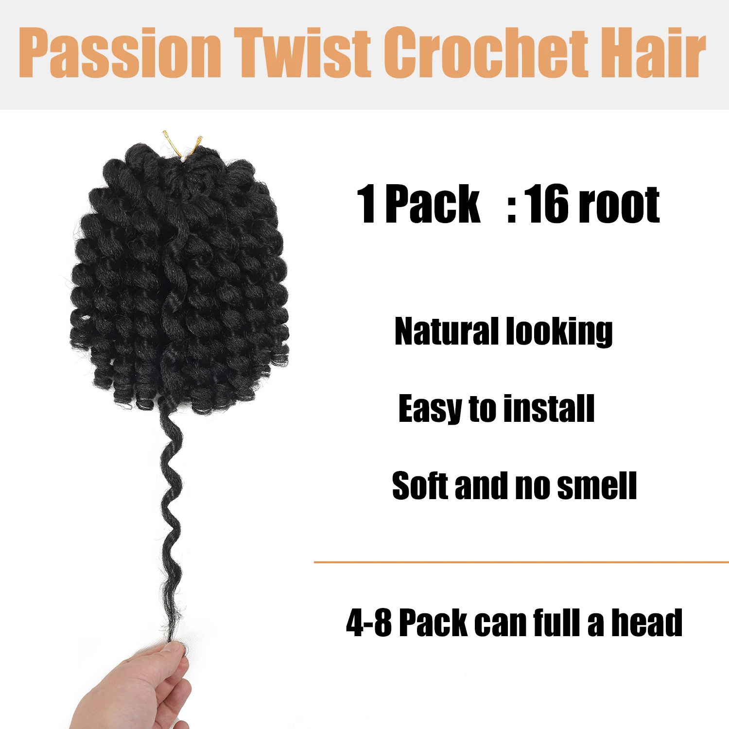 8/10/12インチ ジャマイカンバウンス クロシェヘア 女性用 合成 ワンドカール クロシェヘア ショート プレループ カーリー クロシェヘア