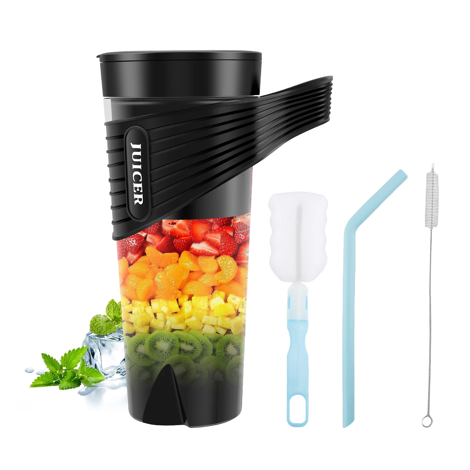 Portable Blender 4000mAh Rechargeable Mini Juice Blender 400ml Blender Juicer Cup with 6 Stainless Steel Blades 18000-20000r/m