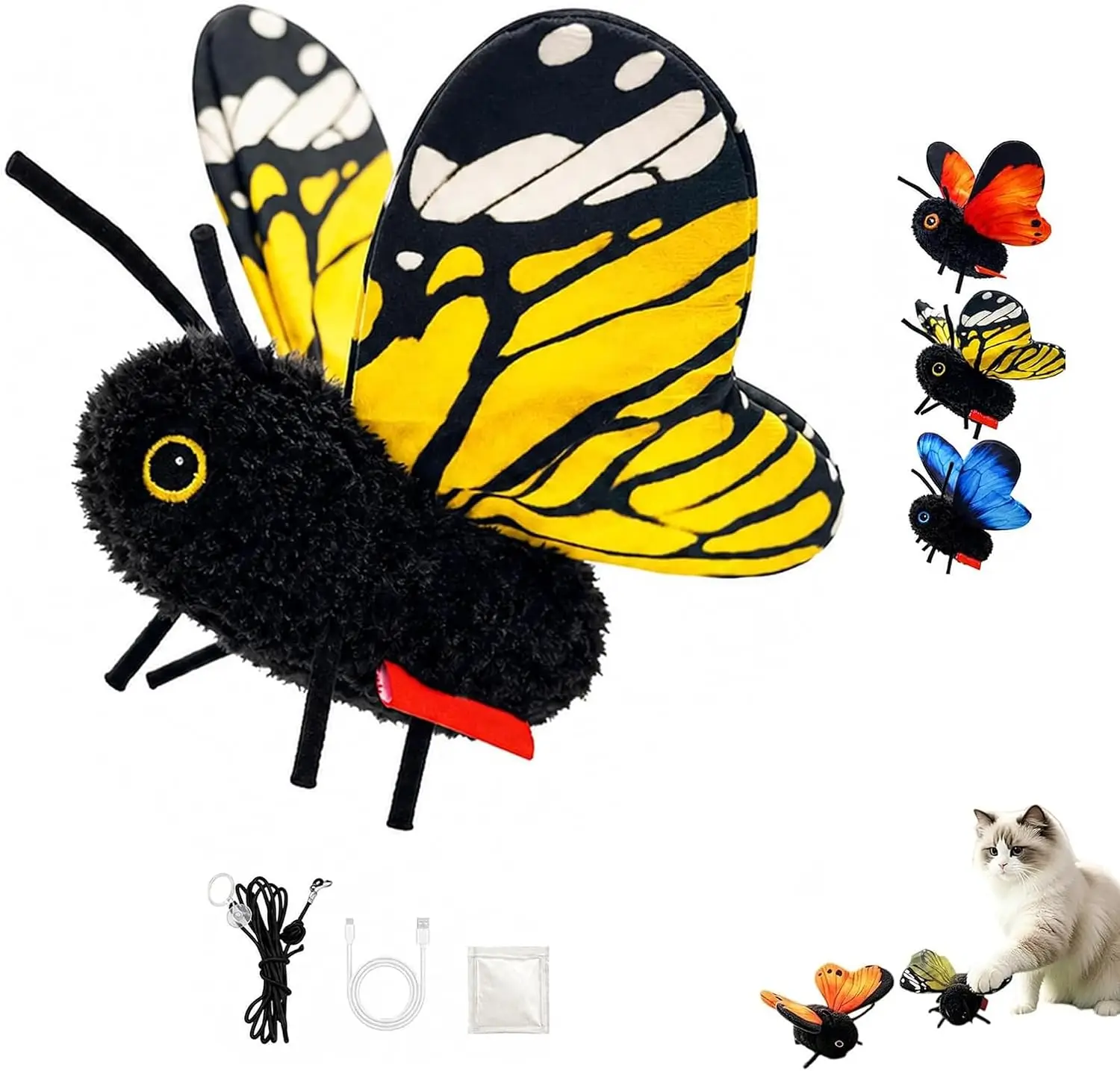 Interactive Flapping Cat Toy with Touch Activated Motion Rechargeable Smart Sensing Kitten Toy for Exercise 13 x 8
