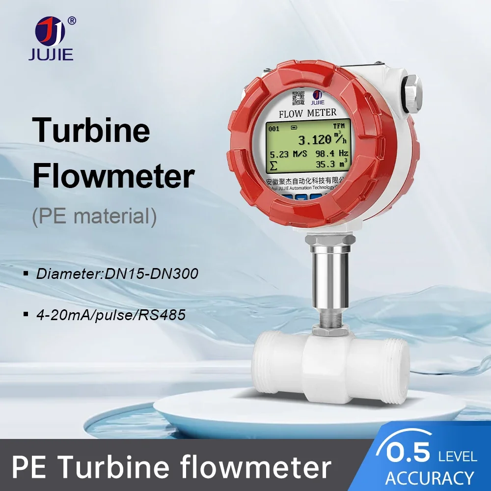 2026 PE Material Turbine Flowmeter Industrial-grade Liquid Flow Sensor  Corrosion-resistant and High-precision Measurement