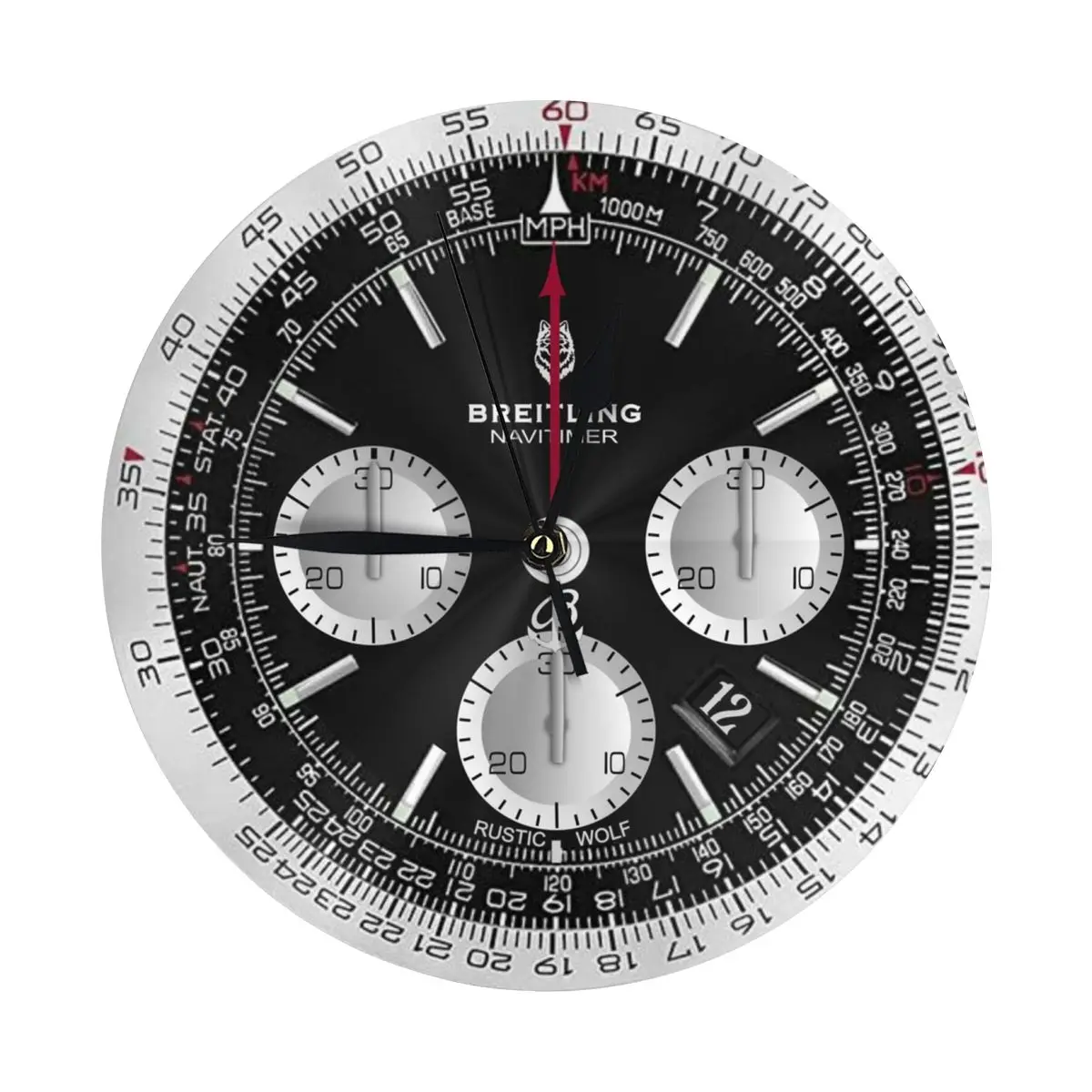 블랙 네비게이터 페이스 벽시계, 모던 3D 홈 오피스 호텔 레스토랑 학교 장식