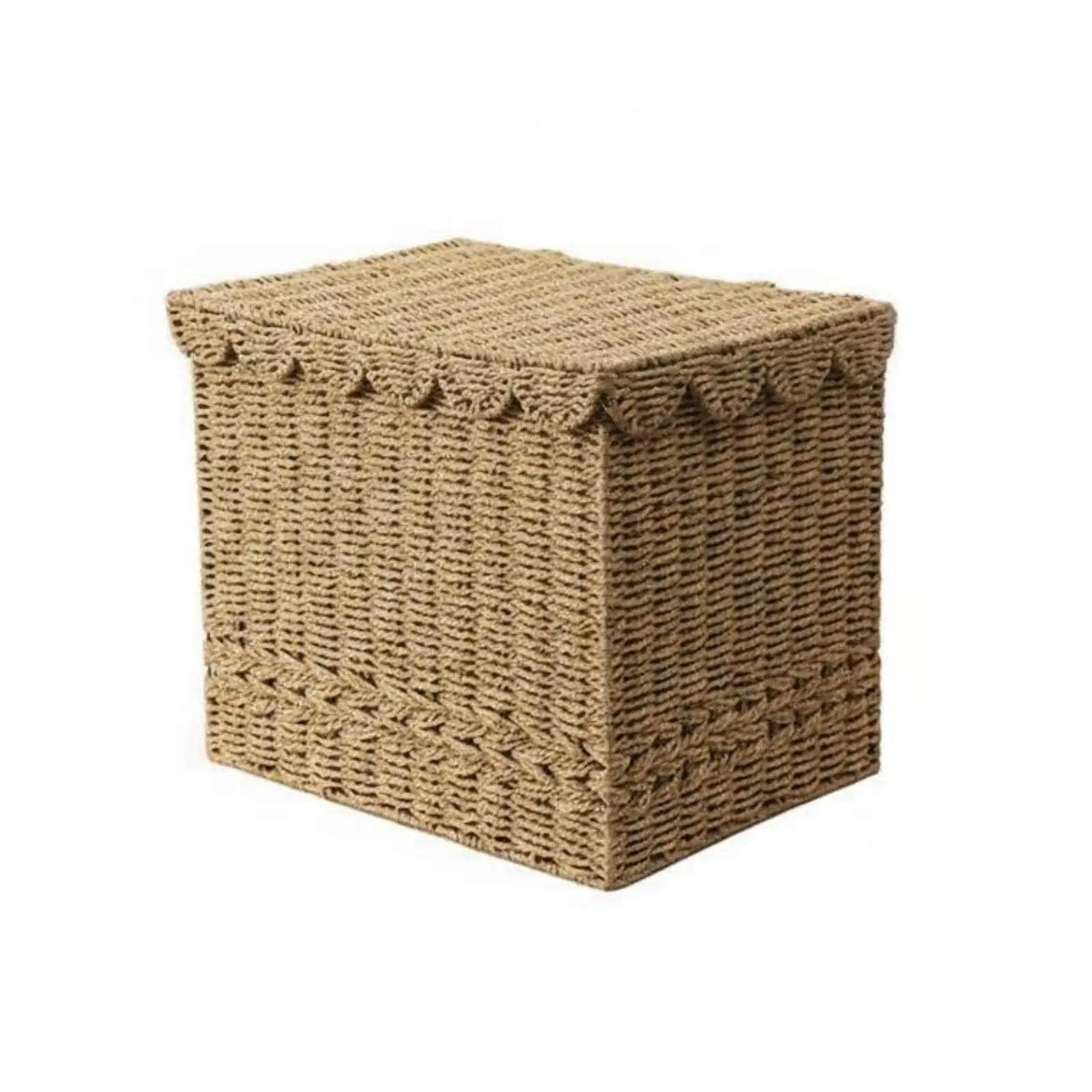 Storage Basket for Laundry Hamper with Lid Woven Paper Rope Clothes Basket Large Capacity for Bedroom Closet Linen Organizer