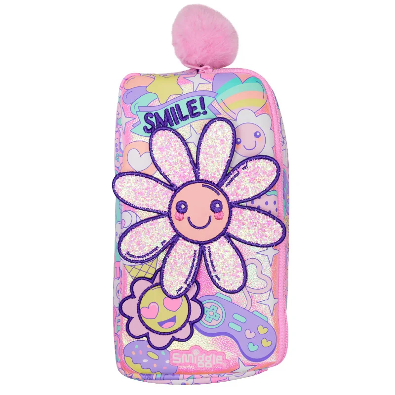 Australia Smiggle heiß verkaufter Original-Kinderrucksack, süßer Rucksack, Reisetasche, rosa Sonnenblume, große Schultasche, 40,6 cm