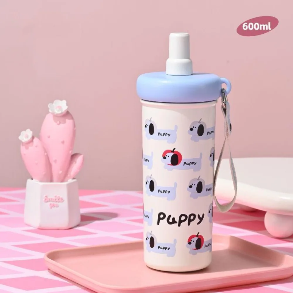 

Winter 600ML Vacuum Cup With Lifting Rope Lid Straw Tumbler 316 Stainless Steel Insulated Cup Boys and Girls