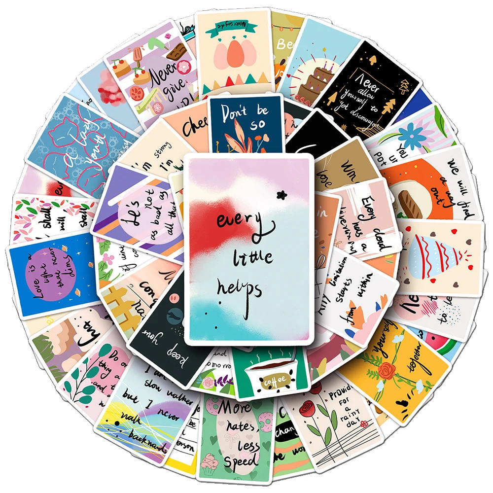 

10/30/50pcs Inspirational Phrases Graffiti Stickers Cartoon Decals DIY Skateboard Helmet Scrapbook Cute Waterproof Sticker Pack