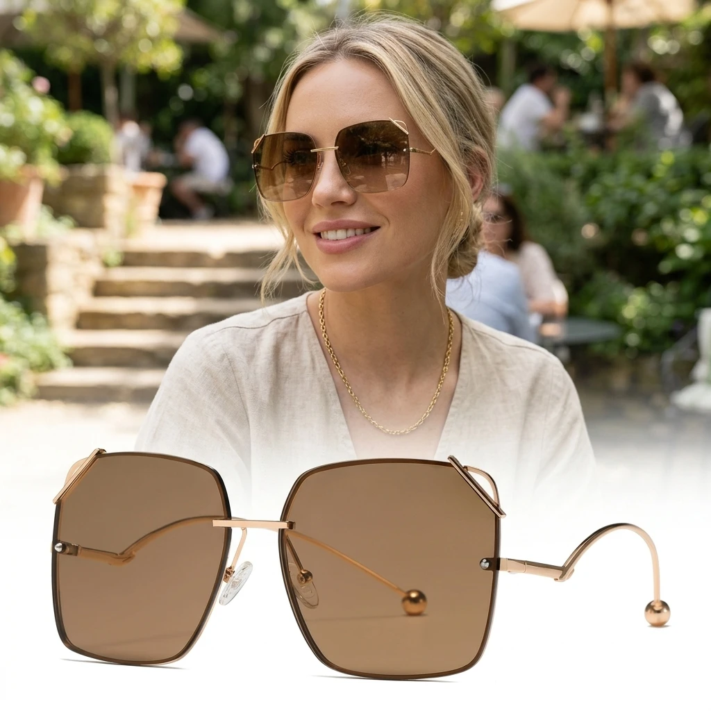 

Women Square Sunglasses Nylon Lens UV400 TR Metal Frame Fashion Street Style Driving Outdoor Sun Glasses