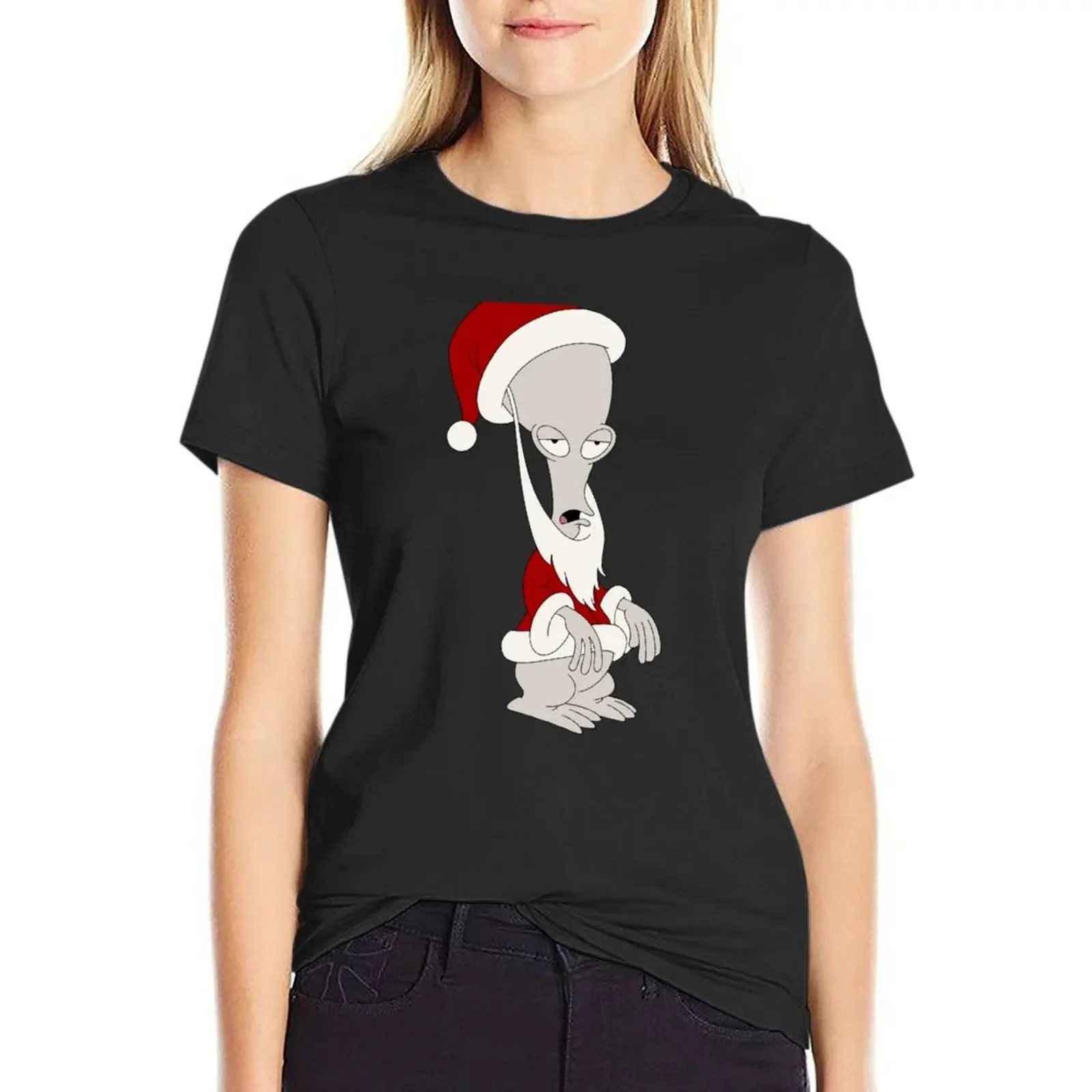 Roger as Santa T-shirt shirts graphic tees plus size tops cute tops graphic t-shirts for Women