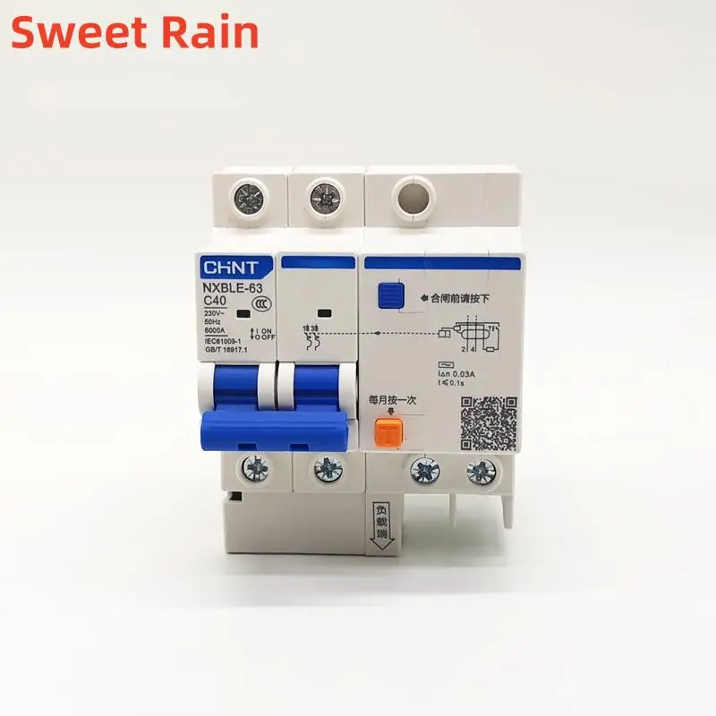 New CHINT RCBO NXBLE-63 2P 30mA 6KA 32A 40A 50A 63A Residual current Circuit breaker RCBO