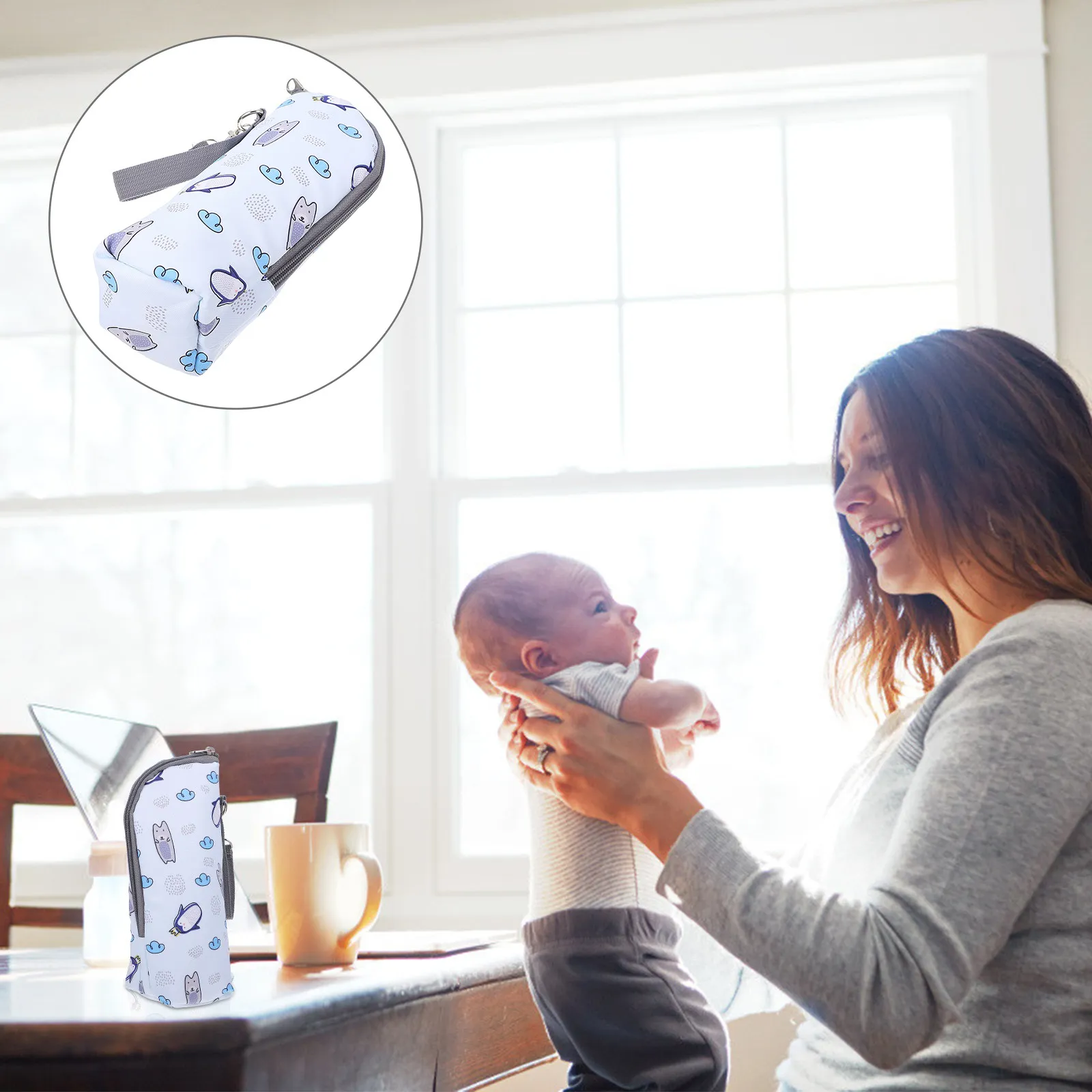 

Milk Bottle Carrier Insulated Pouch Thermal Portable Holder Blue Baby Bottles Students Office Workers Storage Bag Travel Tote