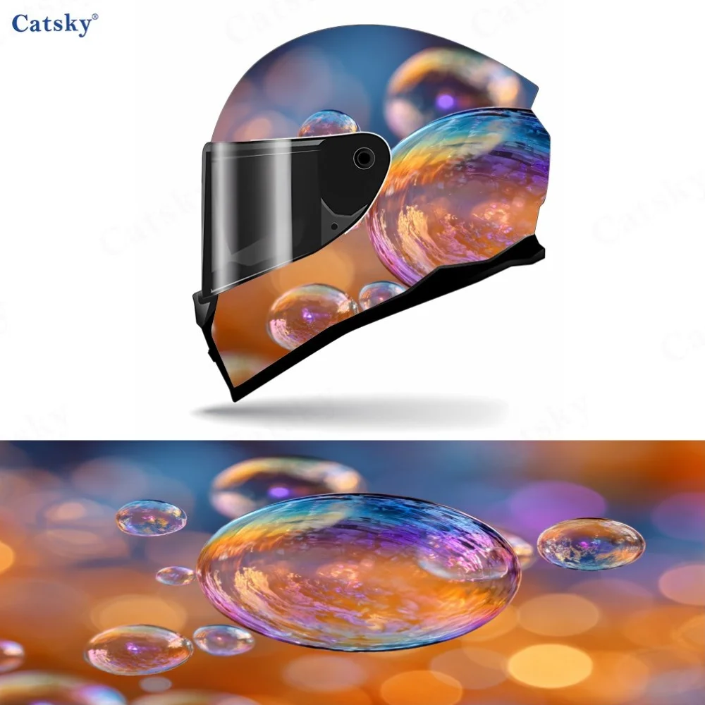 Adesivo para capacete de motocicleta, feito de PVC, com design de bolhas oníricas, autoadesivo e à prova d'água. Adere firmemente e não se solta, send