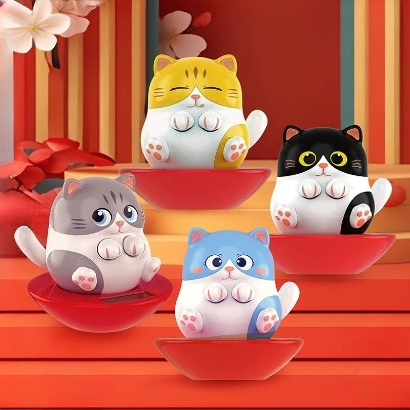 

Car Solar Doll Cat Squint Home Desktop Ornaments Beckoning Doll Creative Car Ornaments Interior