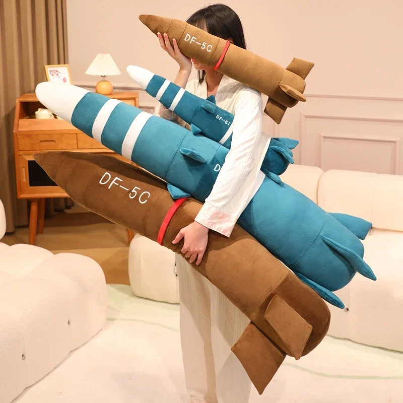 Oreiller en peluche Missile modèle poupée 60-120cm Dongfeng DF-61 jouet DF-5C poupée en peluche passionné militaire Collection garçon cadeau