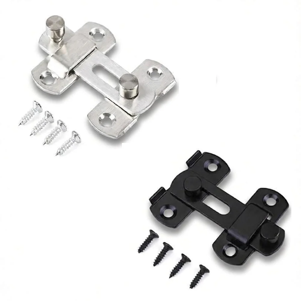180 Degree Flip Sliding Barn Door Latch Hardware Gate Lock Bathroom Window Closet Baby Safety Latch Matte Black Silver 1Set