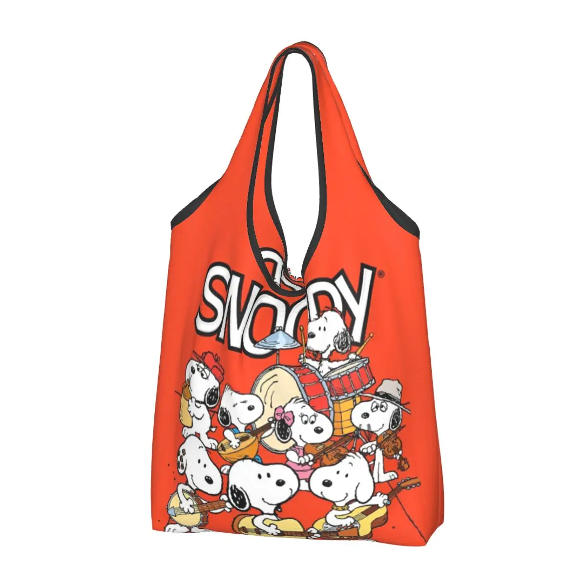 Snoopy amendoim dos desenhos animados shopper saco de ombro feminino escritório poliéster sacola reutilizável design gráfico bolsas