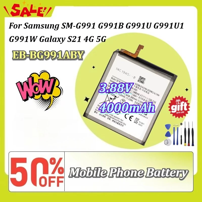 New EB-BG991ABY 3.88V 4000mAh Mobile Phone Battery For Samsung SM-G991 G991B G991U G991U1 G991W Galaxy S21 4G 5G With free Tools