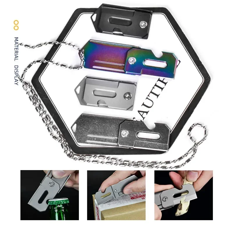 EDC Multifunction Pocket Fold Knif e Multipurpose Keychain Multi Bottle Opener Mini Keyring Peel Cutting Camping Outdoor Tool