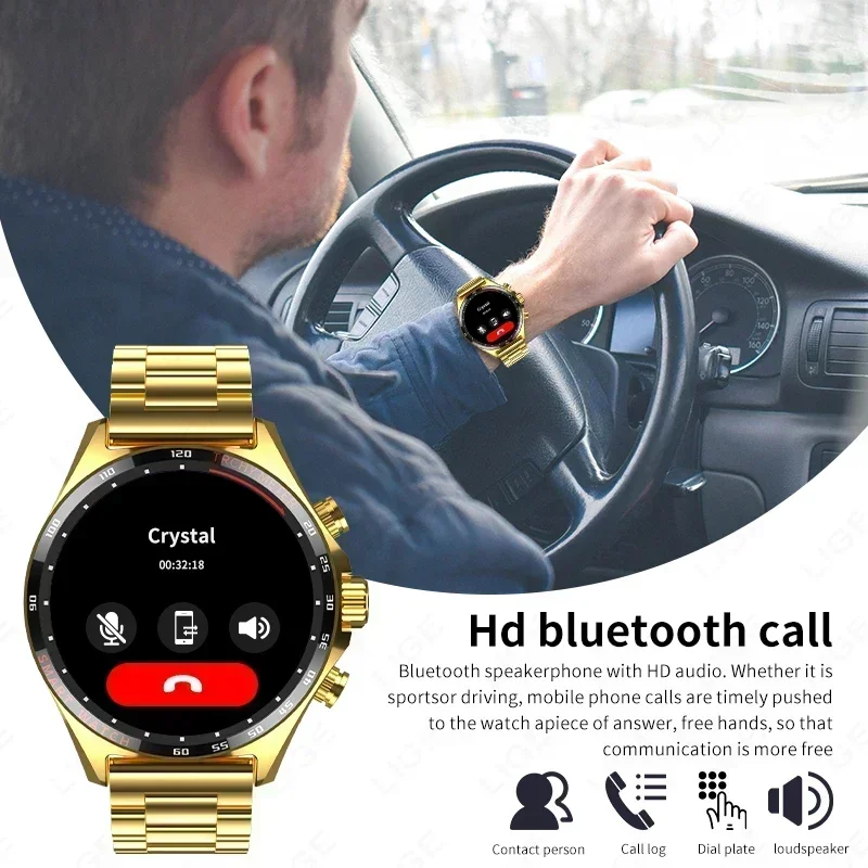 Reloj inteligente Xiaomi para Porsche, relojes digitales para hombre, brújula para deportes al aire libre y reloj de pulsera con llamada Bluetooth NFC dorado