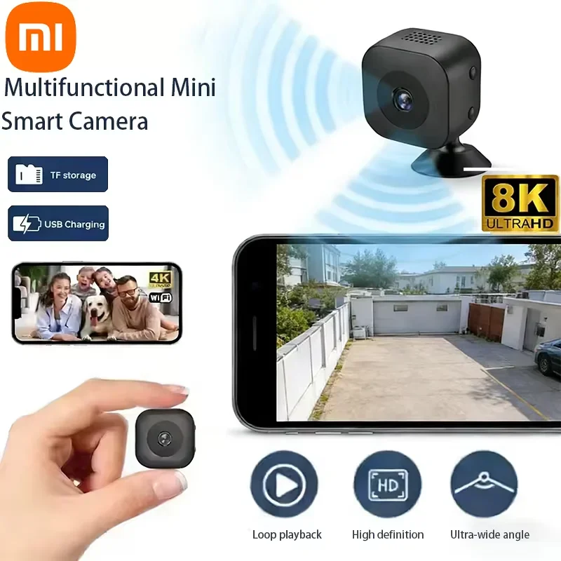 

Камера видеонаблюдения Xiaomi 8K Mini с высоким разрешением, Wi-Fi, полноцветным ночным видением, водонепроницаемостью и датчиком движения для домашнего наблюдения